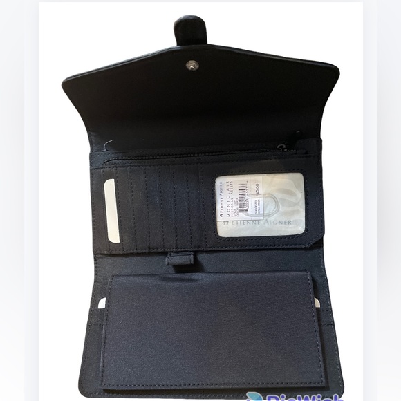 NWT Etienne Aigner - Black Fabric Trifold Snap Closure Wallet - Picture 4 of 9